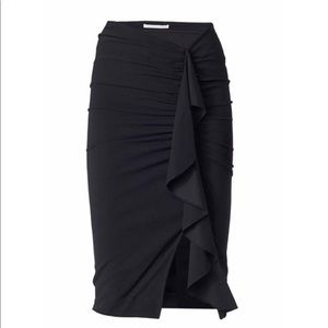 Veronica Beard Black Pencil Skirt with Ruffles